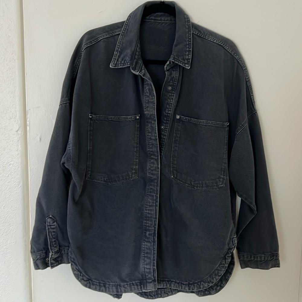 Zara oversized overshirt jacket shacket, dark blue denim, size medium